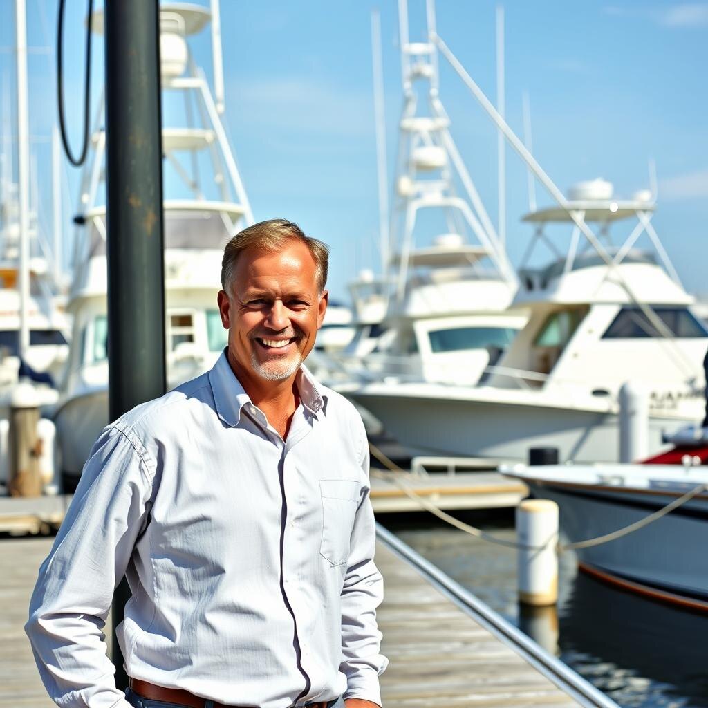 Marine insurance specialist on the docks